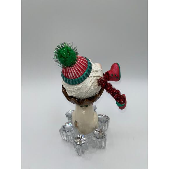 Vintage Ceramic Snowball Sitting in Rudolphs Antlers Mikasa Glass Snowflake OOAK - Picture 12 of 16